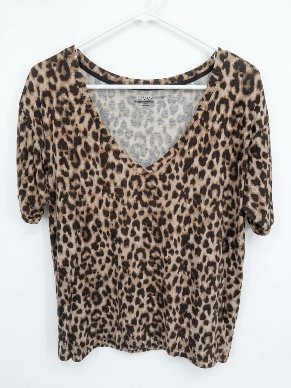 Victoria's Secret Leopard Print V-Neck Tee in Brown and Black